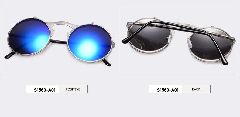 VINTAGE STEAMPUNK Sunglasses round Designer steam punk Metal OCULOS de sol women COATING SUNGLASSES Men Retro CIRCLE SUN GLASSES 15