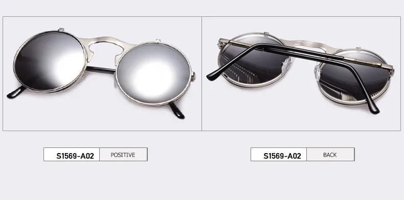 VINTAGE STEAMPUNK Sunglasses round Designer steam punk Metal OCULOS de sol women COATING SUNGLASSES Men Retro CIRCLE SUN GLASSES 17