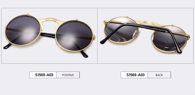 VINTAGE STEAMPUNK Sunglasses round Designer steam punk Metal OCULOS de sol women COATING SUNGLASSES Men Retro CIRCLE SUN GLASSES 19