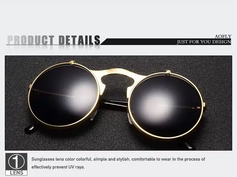 VINTAGE STEAMPUNK Sunglasses round Designer steam punk Metal OCULOS de sol women COATING SUNGLASSES Men Retro CIRCLE SUN GLASSES 24