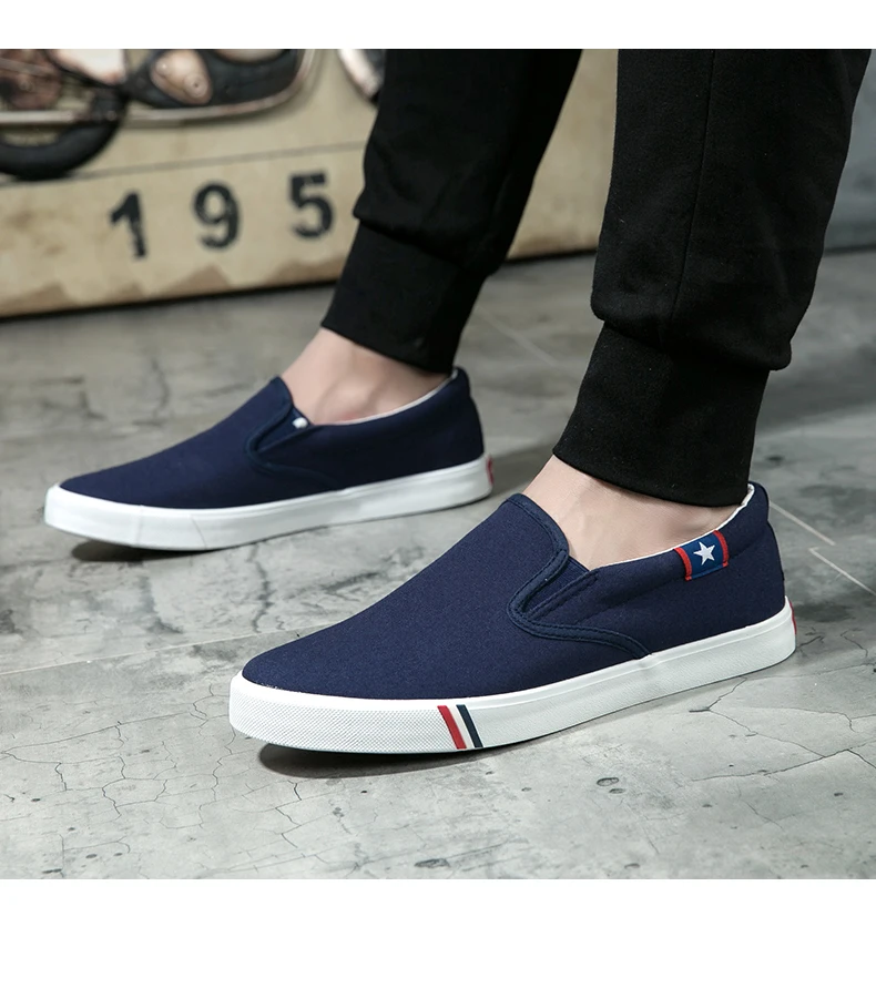 Men Canvas Shoes Simple Casual Mens Loafers 2018 Autumn High Quality Anti-Slip Comfortable Vulcanized Shoes Man Flats Size 35-47 7