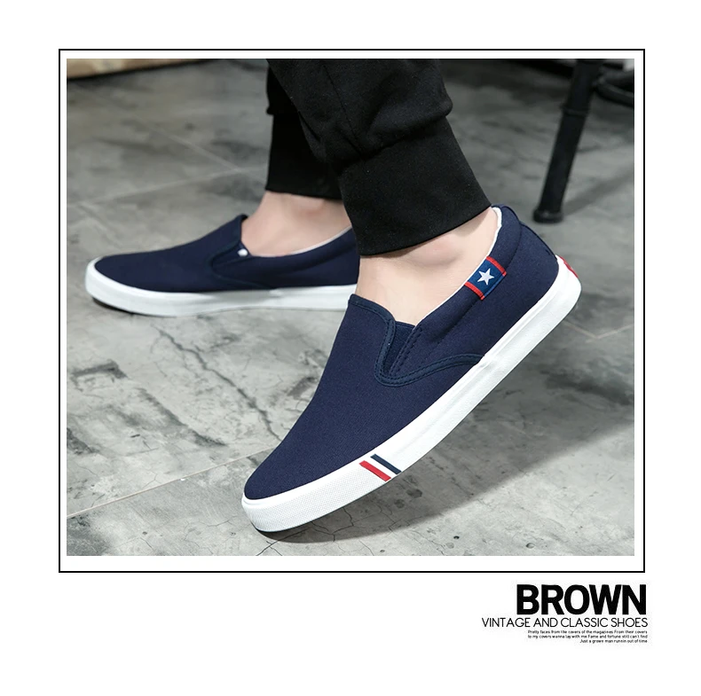 Men Canvas Shoes Simple Casual Mens Loafers 2018 Autumn High Quality Anti-Slip Comfortable Vulcanized Shoes Man Flats Size 35-47 8