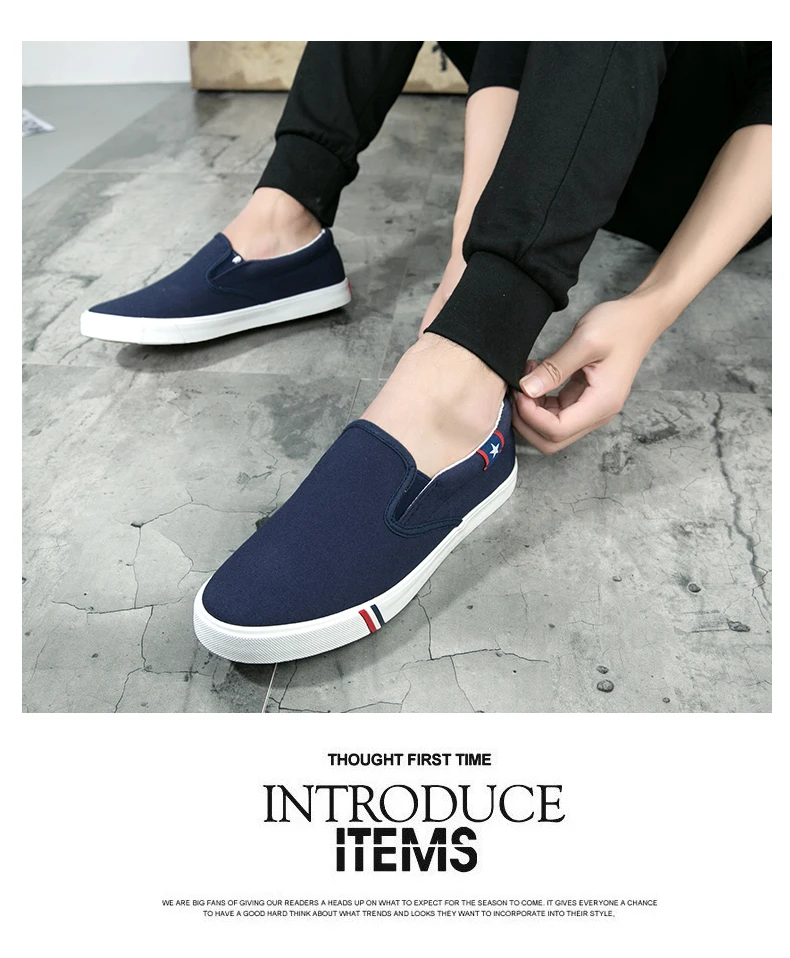 Men Canvas Shoes Simple Casual Mens Loafers 2018 Autumn High Quality Anti-Slip Comfortable Vulcanized Shoes Man Flats Size 35-47 9