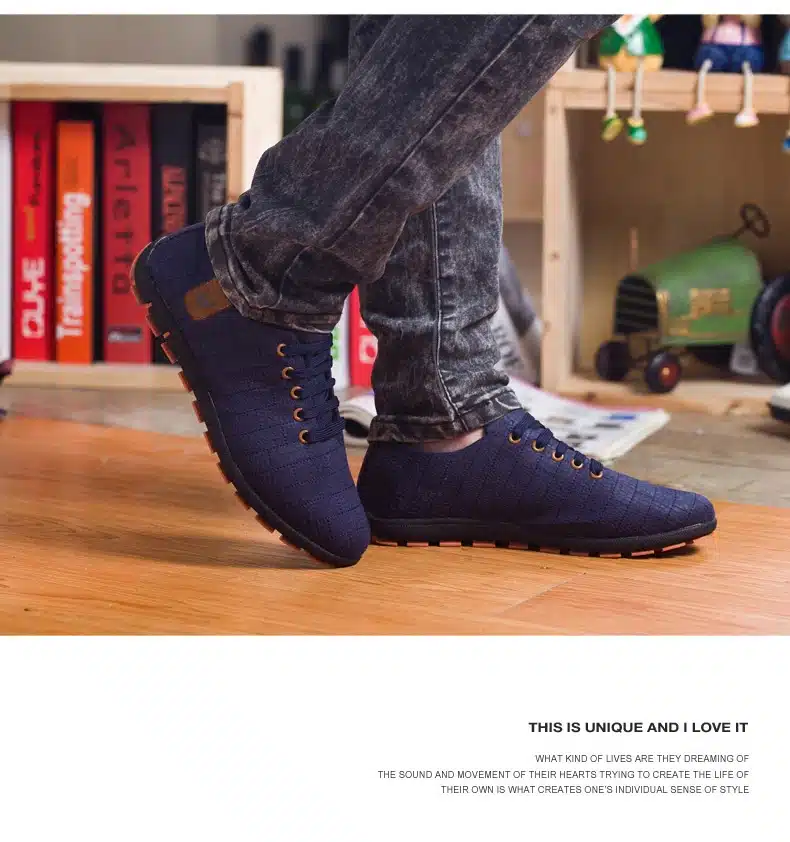 Spring/Summer Men Shoes Breathable Mens Shoes Casual Fashion Low Lace-up Canvas Shoes Flats Zapatillas Hombre Plus Size 45,46,47 25