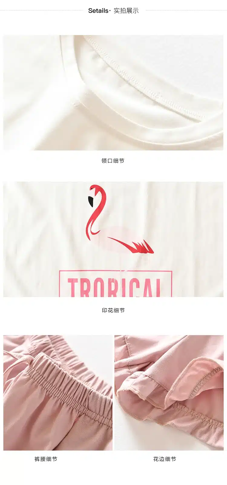 Flamingos Short Sleeved + Shorts Home Suit Spot 100% Cotton Pajama Sets Summer Nightly Recommended Womens pijama home clothing 11