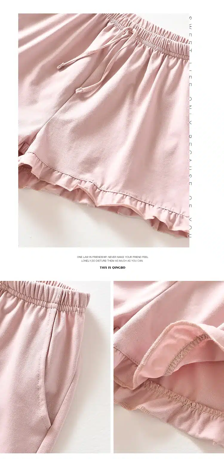 Flamingos Short Sleeved + Shorts Home Suit Spot 100% Cotton Pajama Sets Summer Nightly Recommended Womens pijama home clothing 13