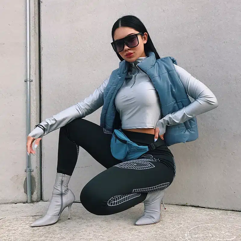 Hugcitar long sleeve zipper high neck elastic sexy crop tops shorts 2-pieces 2018 summer autumn women fashion casual sports sets 15