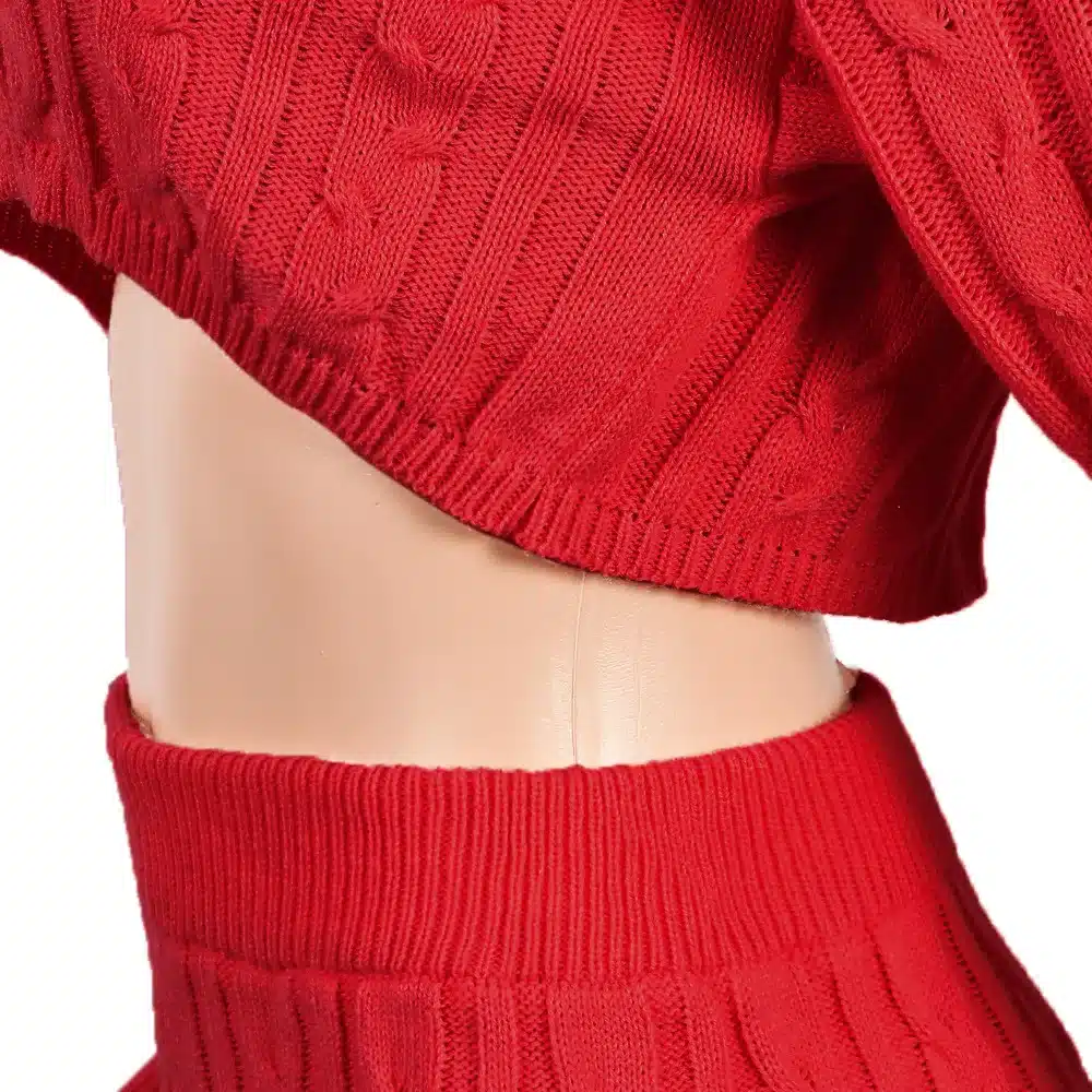 HAOYUAN 2 Two Piece Set Women Clothes Autumn Winter Outfits Long Sleeve Knit Sweater Tops+Bodycon Shorts Suit Sexy Matching Sets 41