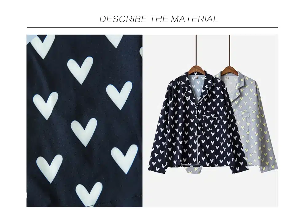 New Pajama Sets Women Loving Heart Print 3 Pieces Set Long Sleeve Top + Shorts Elastic Waist + Blinder Loose Sleep Wear S75603 6
