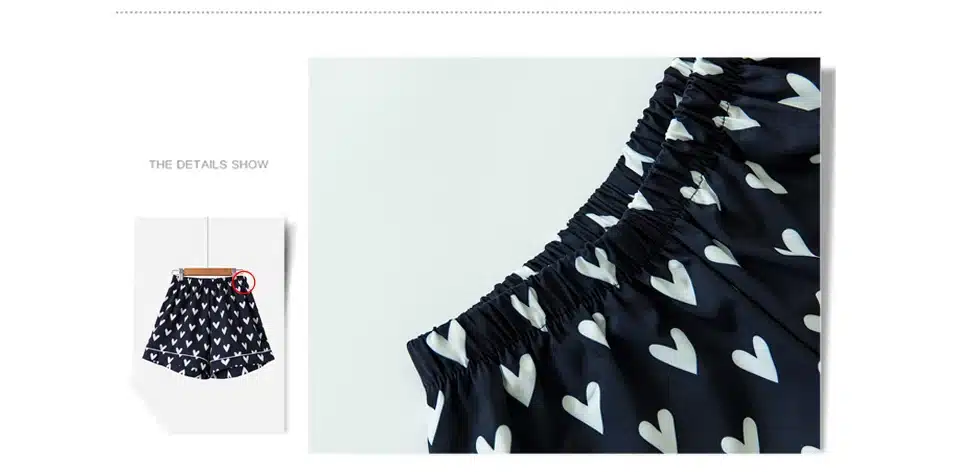 New Pajama Sets Women Loving Heart Print 3 Pieces Set Long Sleeve Top + Shorts Elastic Waist + Blinder Loose Sleep Wear S75603 12