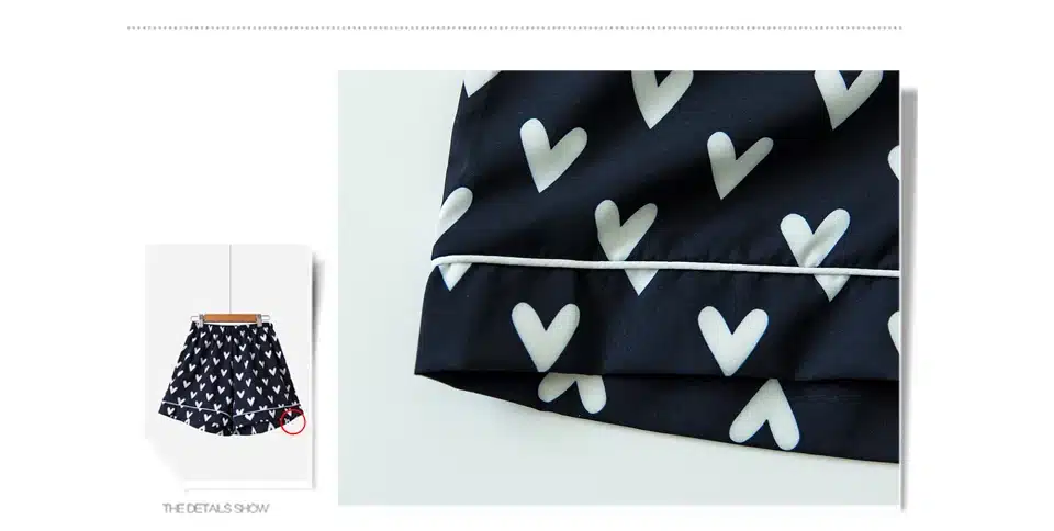 New Pajama Sets Women Loving Heart Print 3 Pieces Set Long Sleeve Top + Shorts Elastic Waist + Blinder Loose Sleep Wear S75603 13