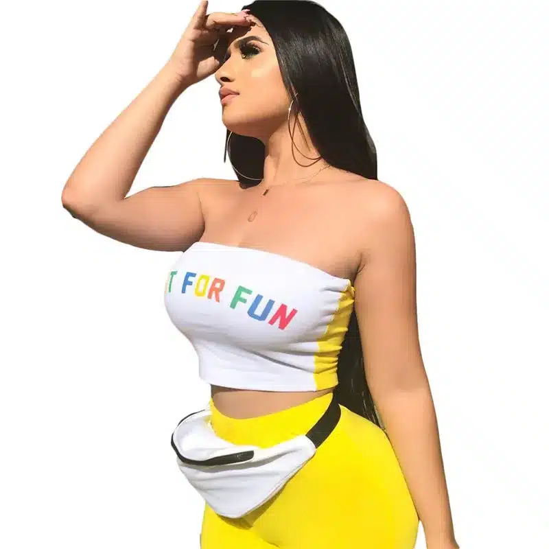 Letters Print Two Pieces Set Sexy Off Shoulder Wrap Chest Elastic Wasit Skinny Mini Tight Shorts Suit 2 Piece Outfits For Women 17