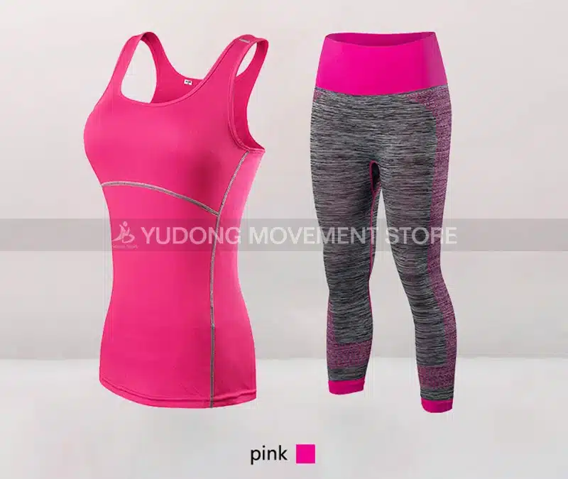 Fitness Clothing Stripe Sleeveless Tennis Yoga Vest+Pants Running Tight Jogging Workout Clothes For Women Tracksuit Sport Suit 18