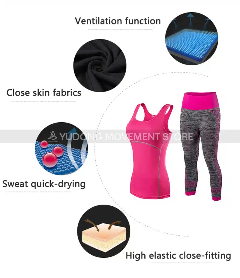 Fitness Clothing Stripe Sleeveless Tennis Yoga Vest+Pants Running Tight Jogging Workout Clothes For Women Tracksuit Sport Suit 25