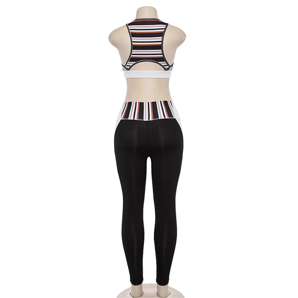 New 2PCS Strips Piecing Yoga Set Women's Sport Bra&Pants Suit Sportswear Strap Top Yoga Leggings Fitness Sports Clothing 19