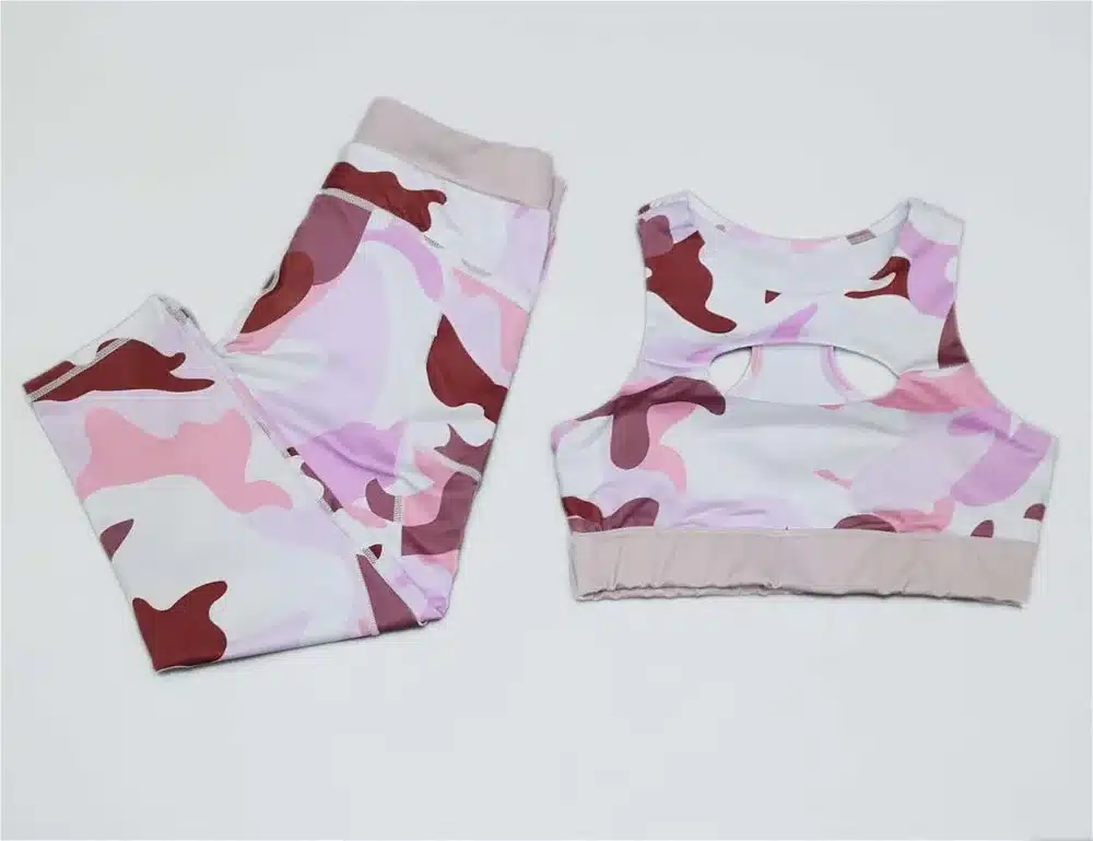 Women Pink Camouflage Ensemble Sexy Fitness Sport Suit Yoga Set Sportswear Gym Wear Running Clothing Tracksuit Tank Top Leggings 8