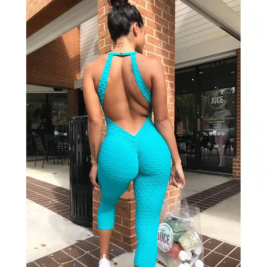 2019 New Gym clothing One-pieces Sports Suit female Sexy Bandage Yoga Set Backless Workout Fitness sport wear for women Bodysuit 11