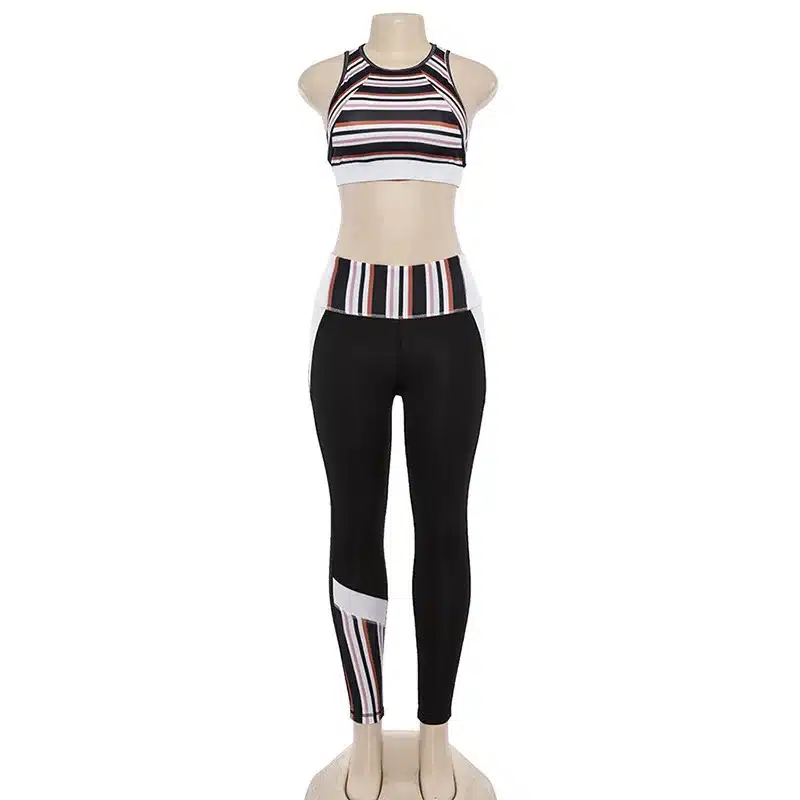 Stripe Women's Yoga Suits Sportswear For Women Backless Yoga Set Female Sport Clothing Fitness Sport Wear Workout Clothes 6