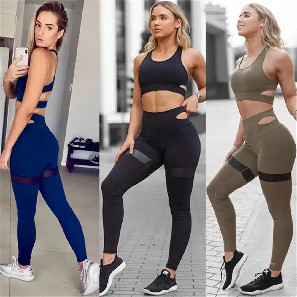 Sexy Yoga Set Women Fitness Running Bra + Leggings Breathable Gym Workout Clothes Sport Suit Sportswear High Waist Tracksuits 1