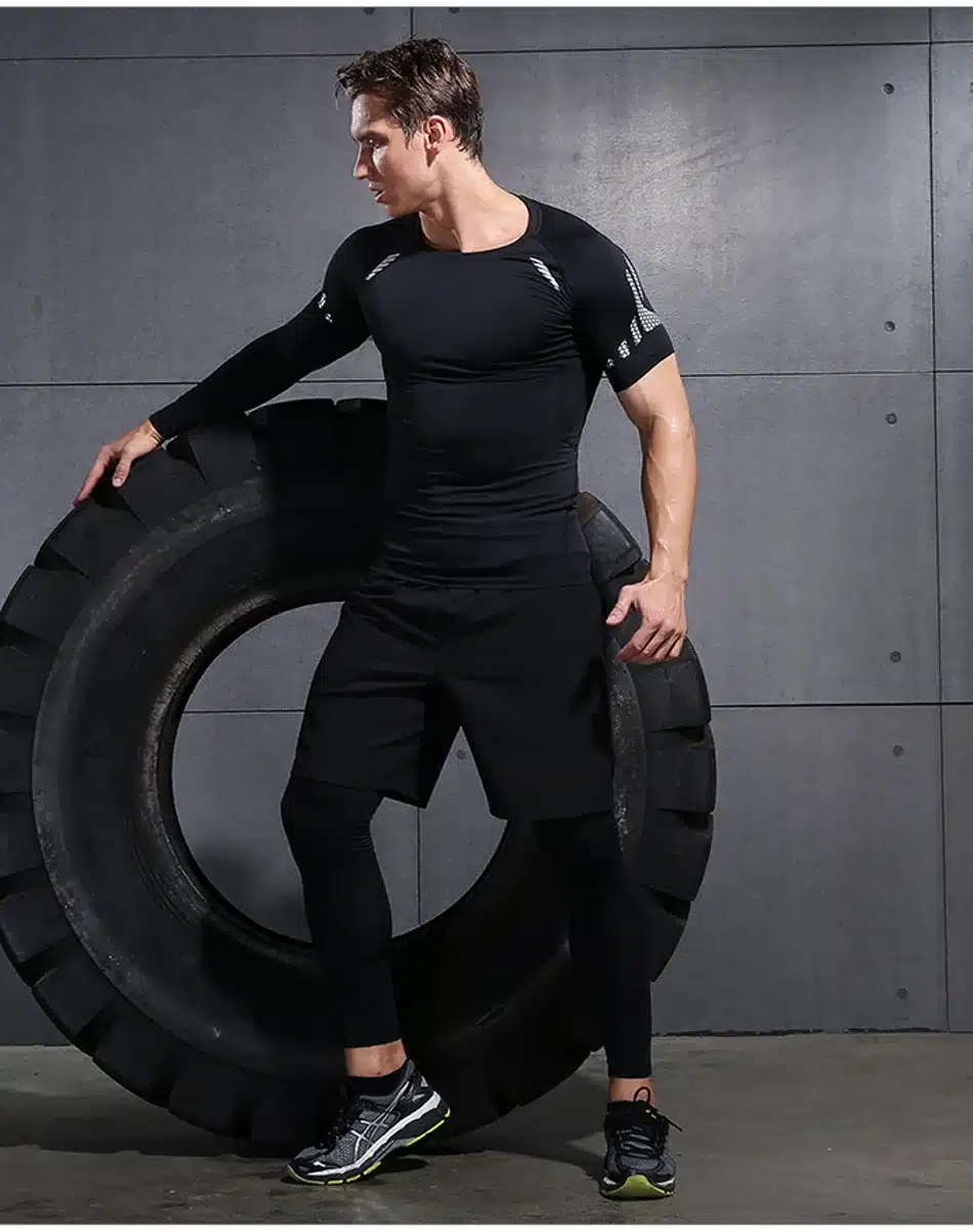 REXCHI 5 Pcs/Set Men's Tracksuit Sports Suit Gym Fitness Compression Clothes Running Jogging Sport Wear Exercise Workout Tights 15