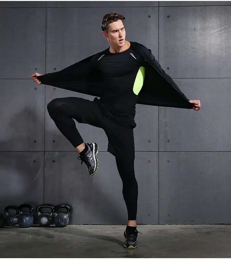 REXCHI 5 Pcs/Set Men's Tracksuit Sports Suit Gym Fitness Compression Clothes Running Jogging Sport Wear Exercise Workout Tights 16