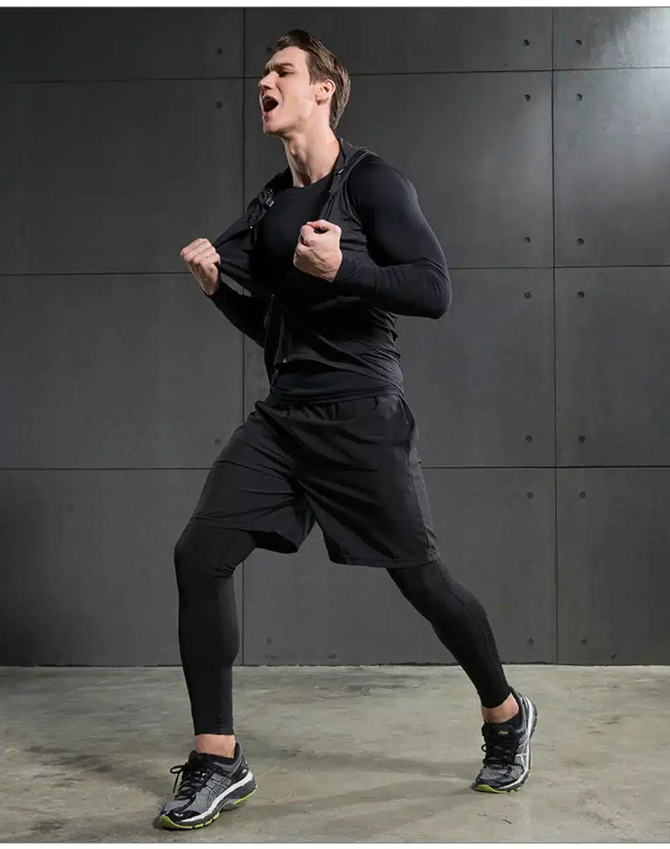 REXCHI 5 Pcs/Set Men's Tracksuit Sports Suit Gym Fitness Compression Clothes Running Jogging Sport Wear Exercise Workout Tights 20