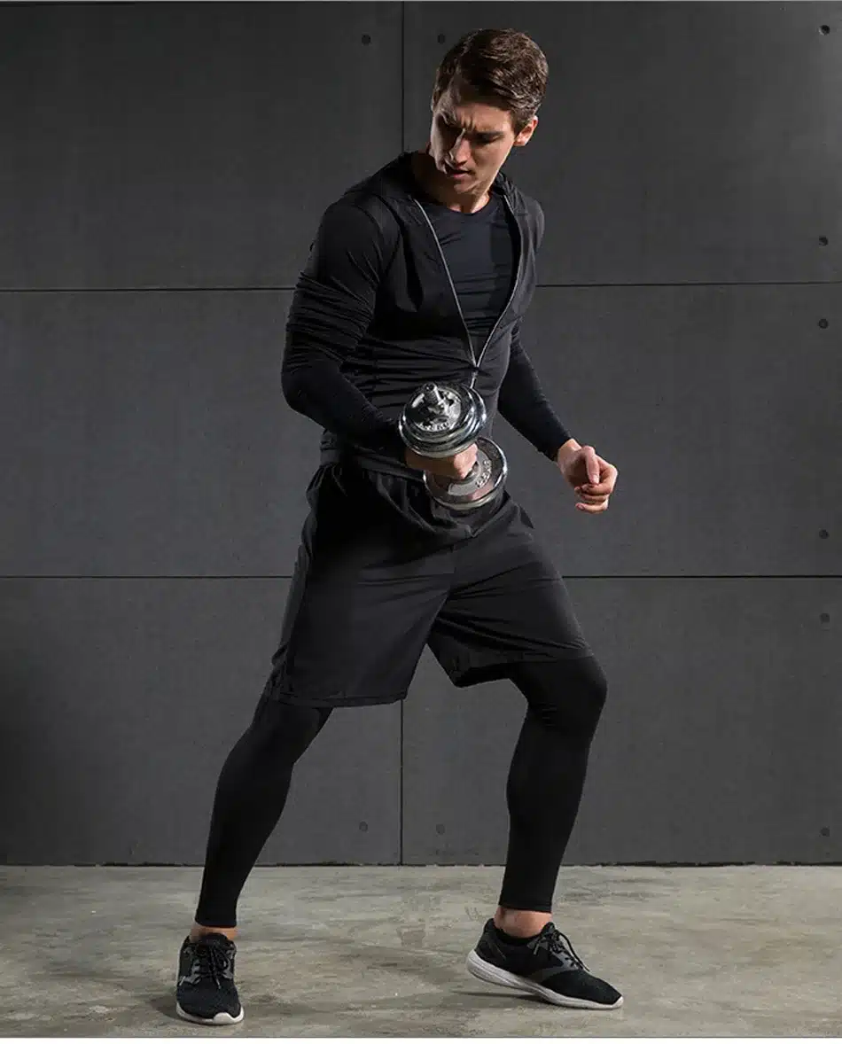 REXCHI 5 Pcs/Set Men's Tracksuit Sports Suit Gym Fitness Compression Clothes Running Jogging Sport Wear Exercise Workout Tights 22