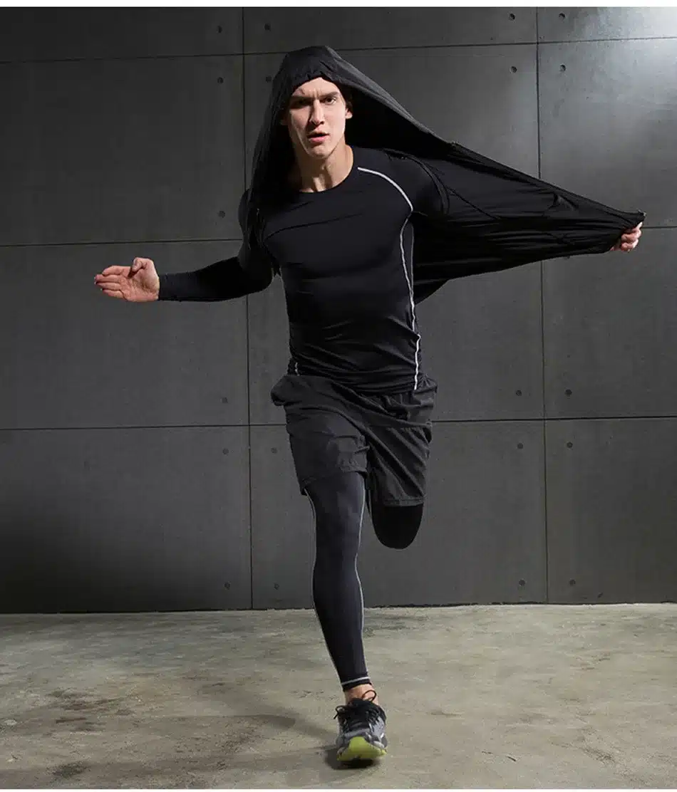 REXCHI 5 Pcs/Set Men's Tracksuit Sports Suit Gym Fitness Compression Clothes Running Jogging Sport Wear Exercise Workout Tights 23
