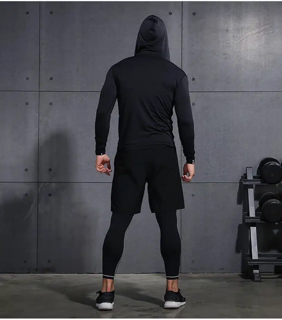 REXCHI 5 Pcs/Set Men's Tracksuit Sports Suit Gym Fitness Compression Clothes Running Jogging Sport Wear Exercise Workout Tights 24