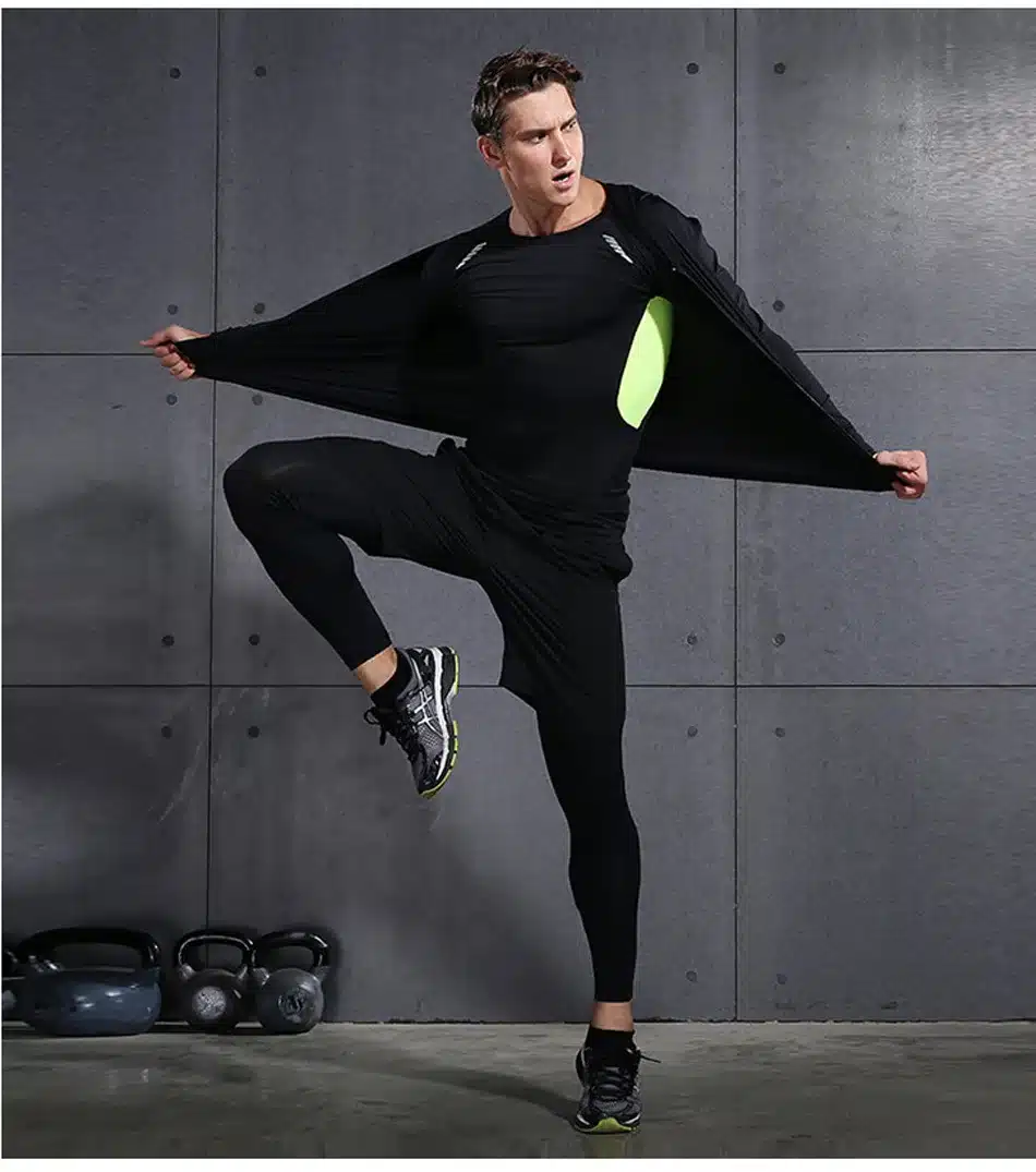 REXCHI 5 Pcs/Set Men's Tracksuit Sports Suit Gym Fitness Compression Clothes Running Jogging Sport Wear Exercise Workout Tights 26