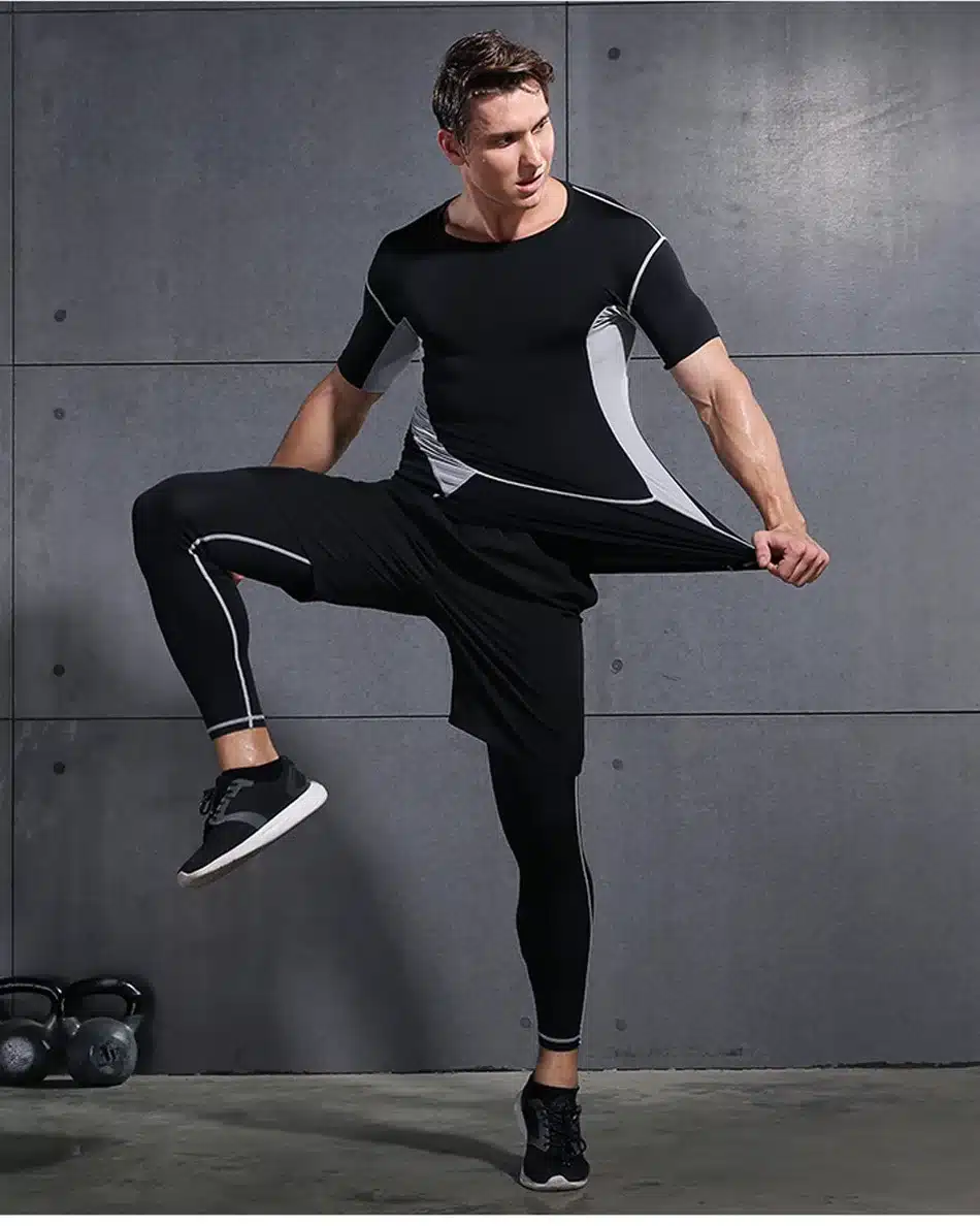 REXCHI 5 Pcs/Set Men's Tracksuit Sports Suit Gym Fitness Compression Clothes Running Jogging Sport Wear Exercise Workout Tights 33