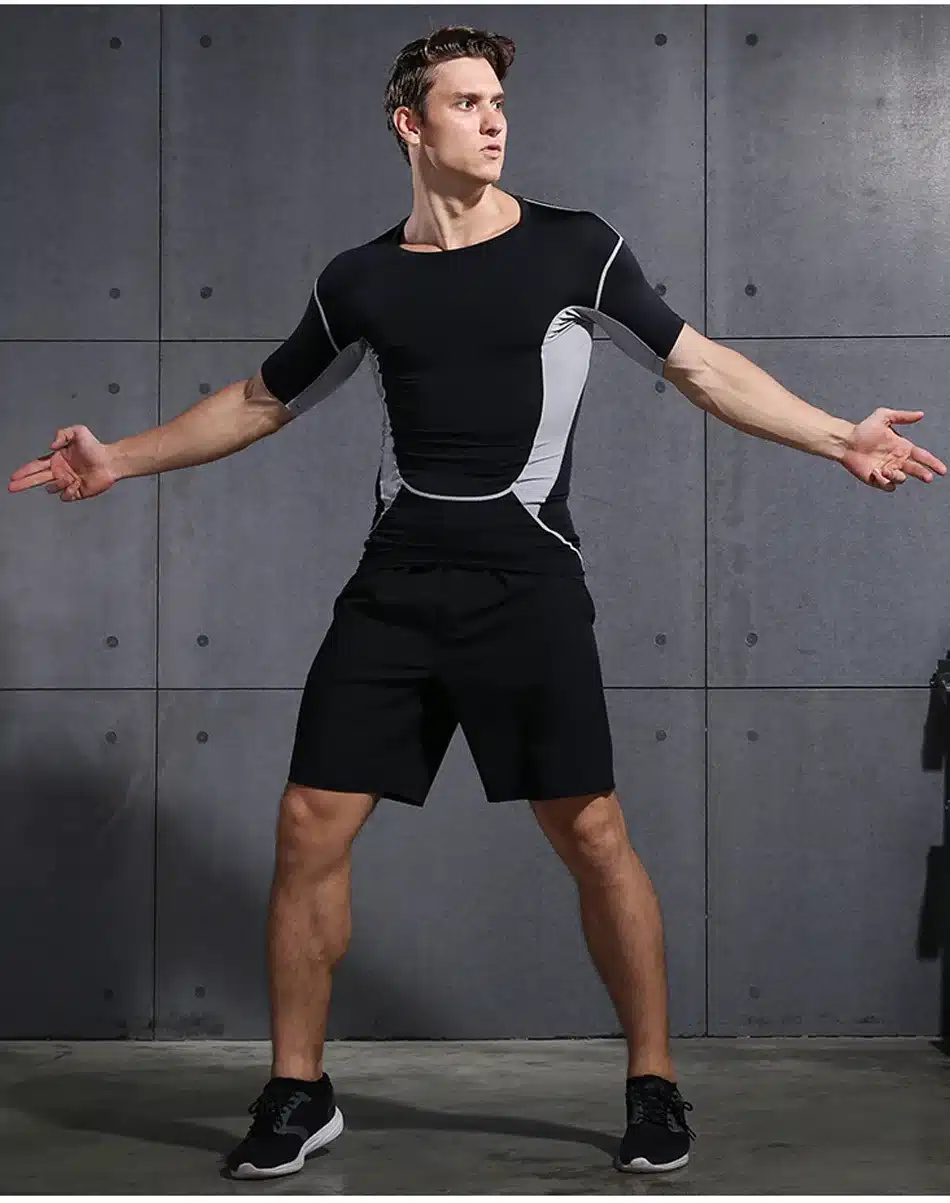 REXCHI 5 Pcs/Set Men's Tracksuit Sports Suit Gym Fitness Compression Clothes Running Jogging Sport Wear Exercise Workout Tights 36