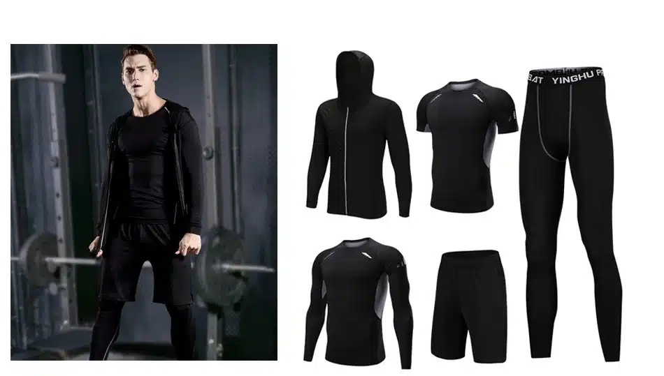 REXCHI 5 Pcs/Set Men's Tracksuit Sports Suit Gym Fitness Compression Clothes Running Jogging Sport Wear Exercise Workout Tights 39