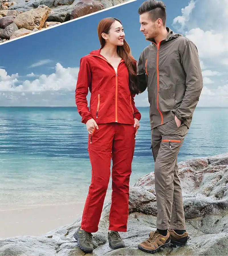 Camping Hiking Clothing Outdoor Sport Men Summer Sun UV Protection Hooded Jacket Set Quick Dry Breathable Women Sportswear Suit 15
