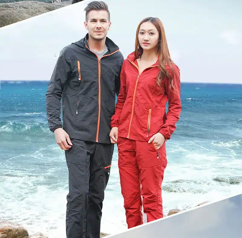 Camping Hiking Clothing Outdoor Sport Men Summer Sun UV Protection Hooded Jacket Set Quick Dry Breathable Women Sportswear Suit 16