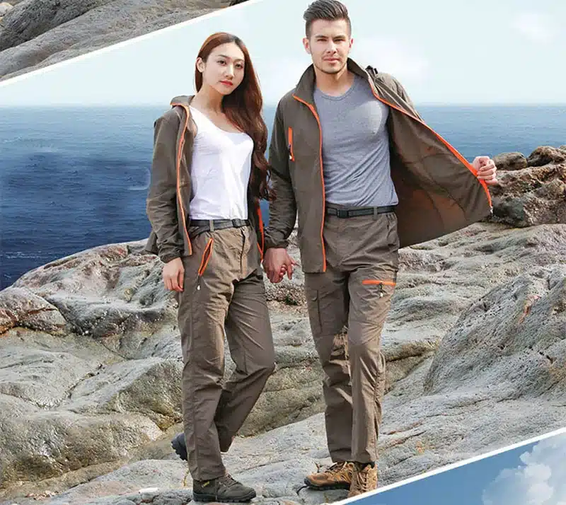 Camping Hiking Clothing Outdoor Sport Men Summer Sun UV Protection Hooded Jacket Set Quick Dry Breathable Women Sportswear Suit 18