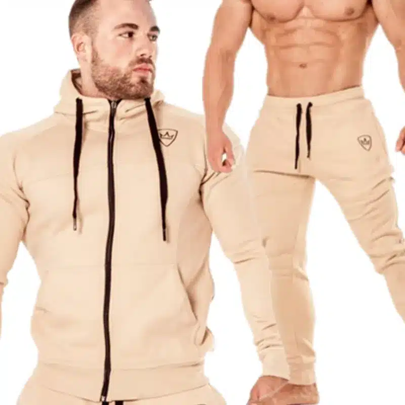2 pieces Sping Running Set Long Sleeve Stand Collar Sweatshirt Sports Set Gym Clothes Men Sport Suit Training Suit Sport Wear 14