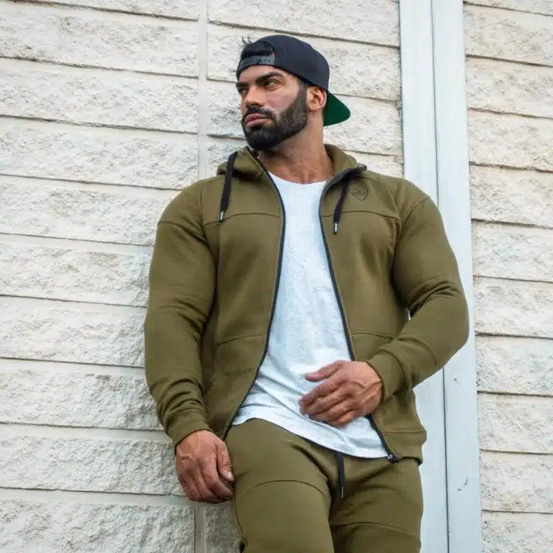 2 pieces Sping Running Set Long Sleeve Stand Collar Sweatshirt Sports Set Gym Clothes Men Sport Suit Training Suit Sport Wear 16