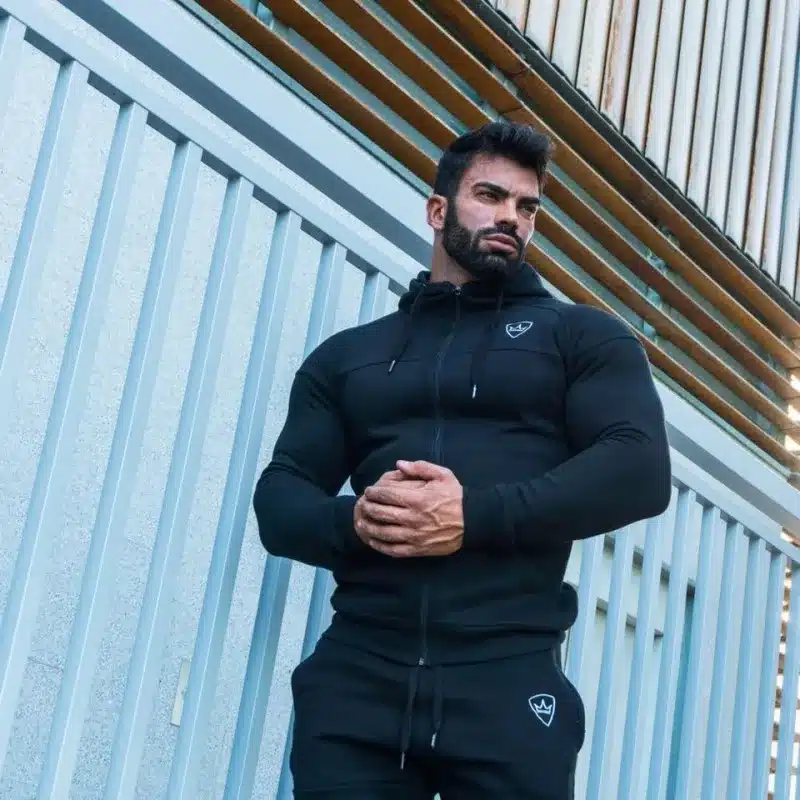 2 pieces Sping Running Set Long Sleeve Stand Collar Sweatshirt Sports Set Gym Clothes Men Sport Suit Training Suit Sport Wear 17