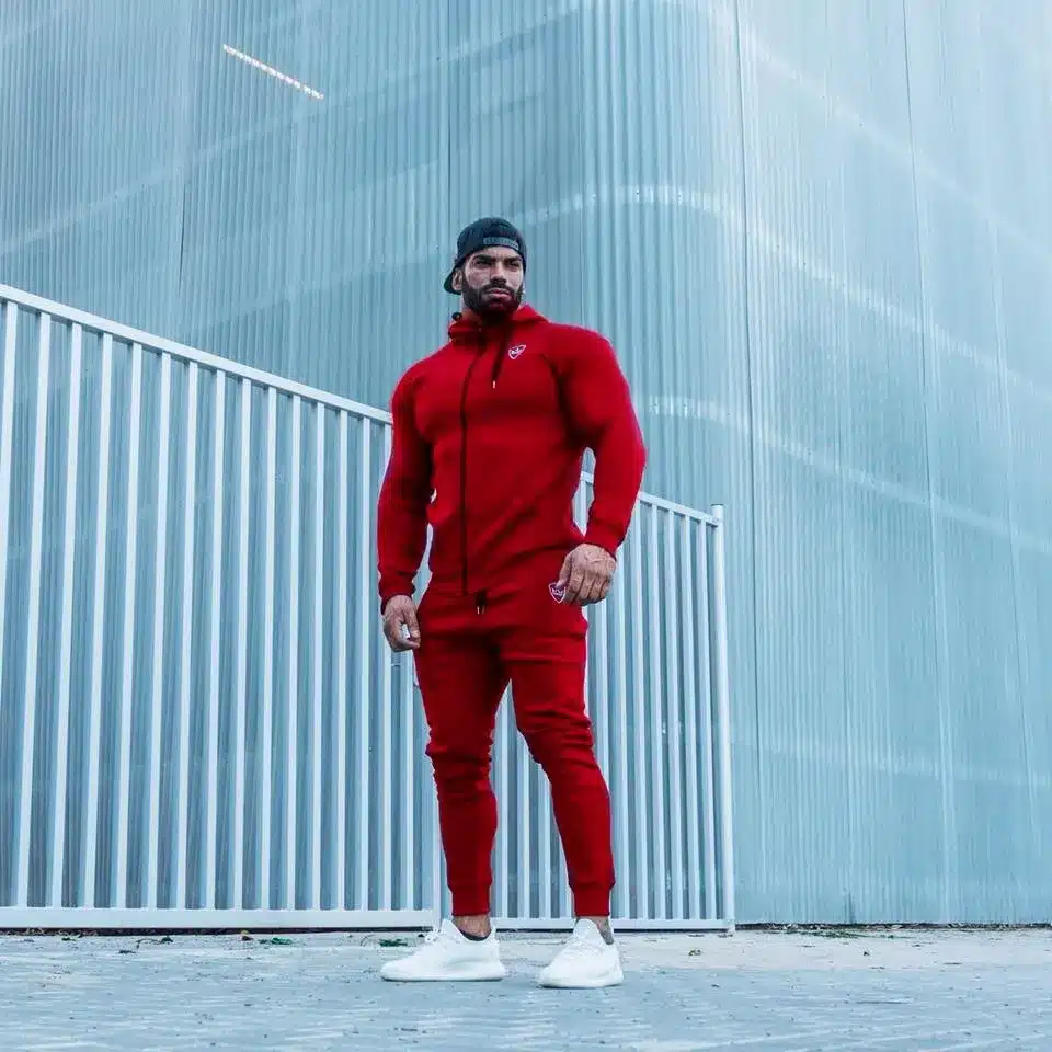 2 pieces Sping Running Set Long Sleeve Stand Collar Sweatshirt Sports Set Gym Clothes Men Sport Suit Training Suit Sport Wear 18