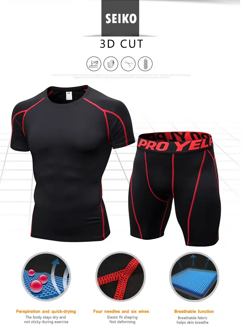 Hot logo custom Quick dry Compression fitness Suit gym bodybuilding tshirt sport shirt Men Outdoor gym shirt sportswear man 5