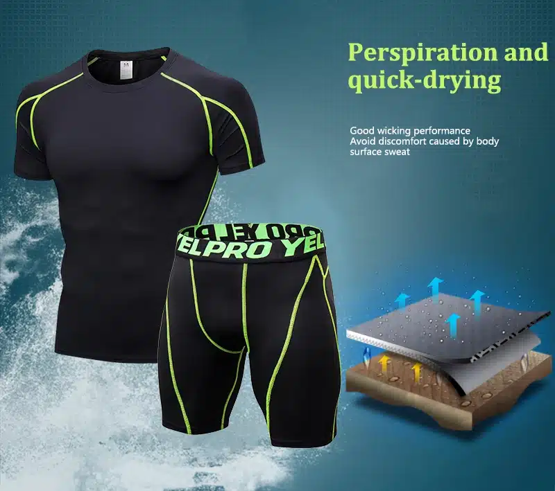Hot logo custom Quick dry Compression fitness Suit gym bodybuilding tshirt sport shirt Men Outdoor gym shirt sportswear man 6