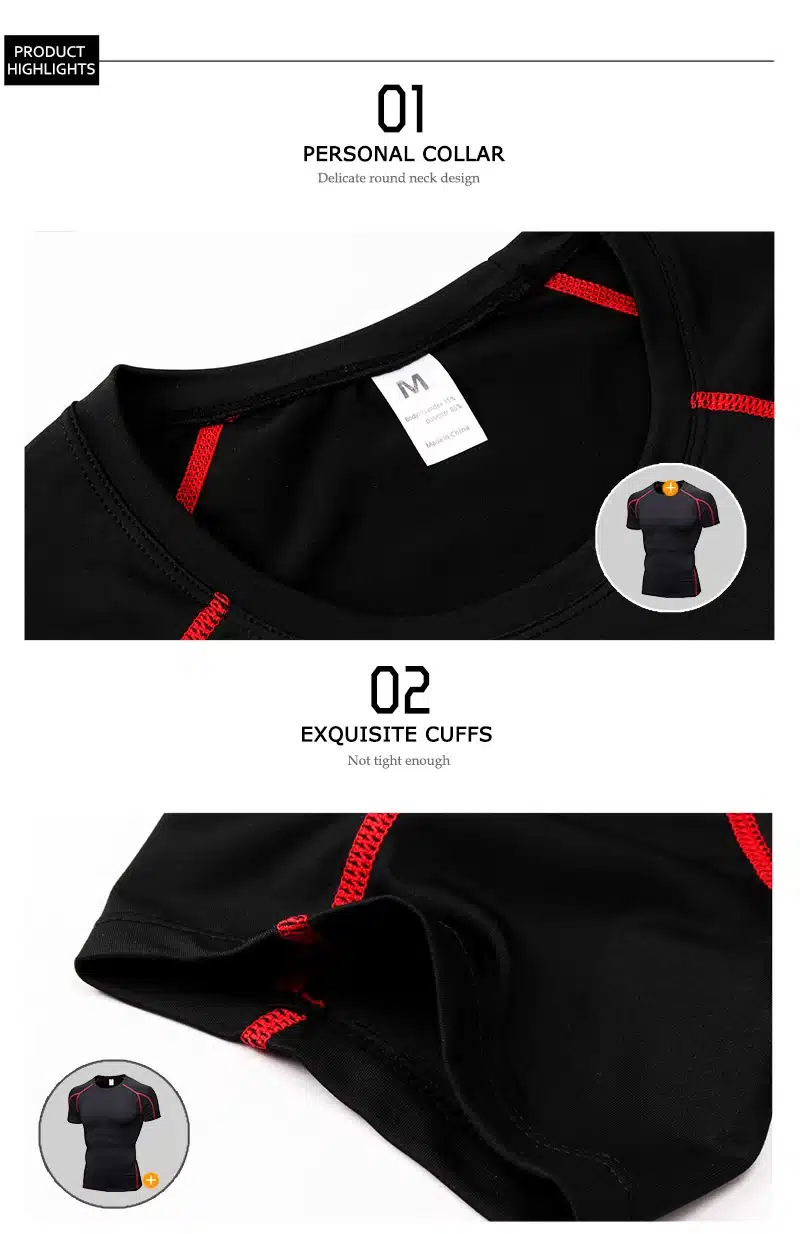 Hot logo custom Quick dry Compression fitness Suit gym bodybuilding tshirt sport shirt Men Outdoor gym shirt sportswear man 9