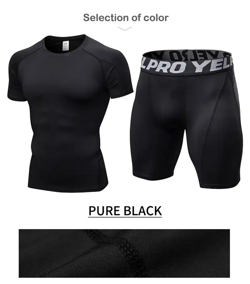 Hot logo custom Quick dry Compression fitness Suit gym bodybuilding tshirt sport shirt Men Outdoor gym shirt sportswear man 11