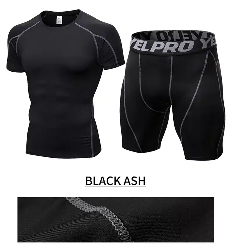 Hot logo custom Quick dry Compression fitness Suit gym bodybuilding tshirt sport shirt Men Outdoor gym shirt sportswear man 12