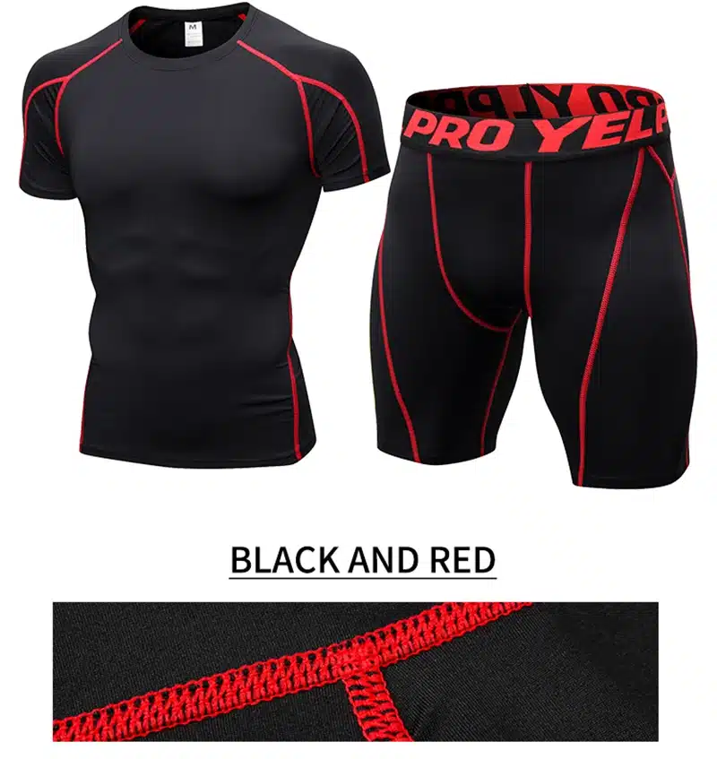 Hot logo custom Quick dry Compression fitness Suit gym bodybuilding tshirt sport shirt Men Outdoor gym shirt sportswear man 14