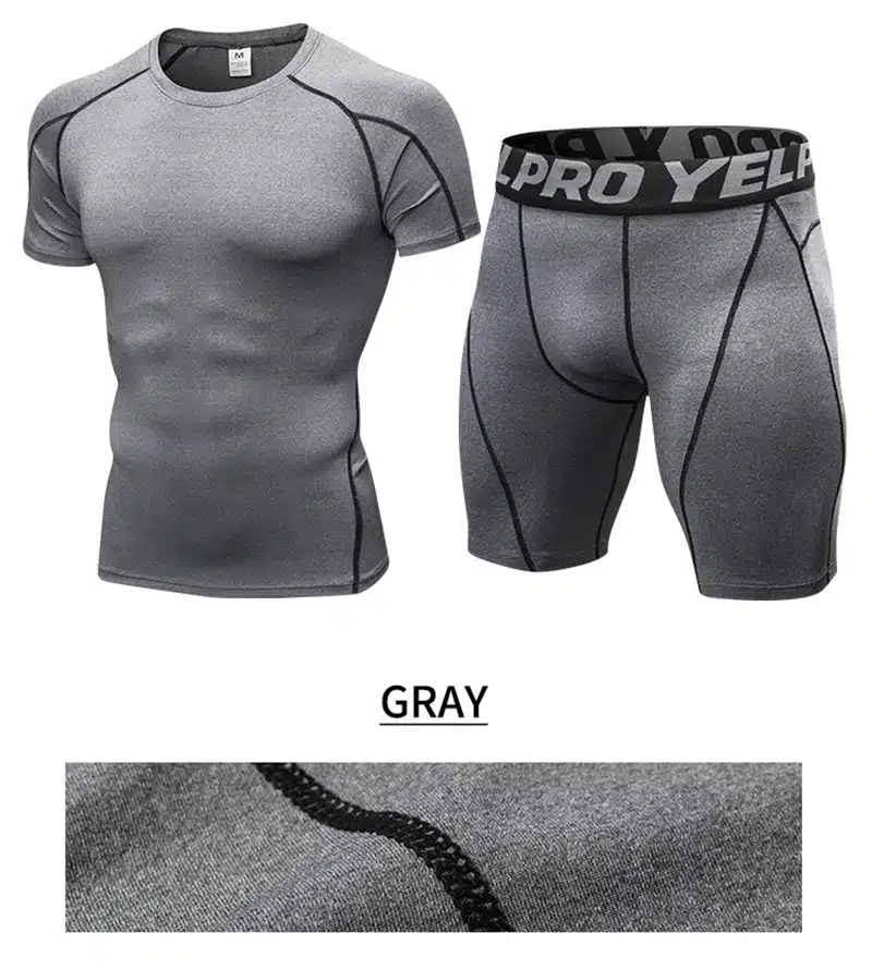 Hot logo custom Quick dry Compression fitness Suit gym bodybuilding tshirt sport shirt Men Outdoor gym shirt sportswear man 15