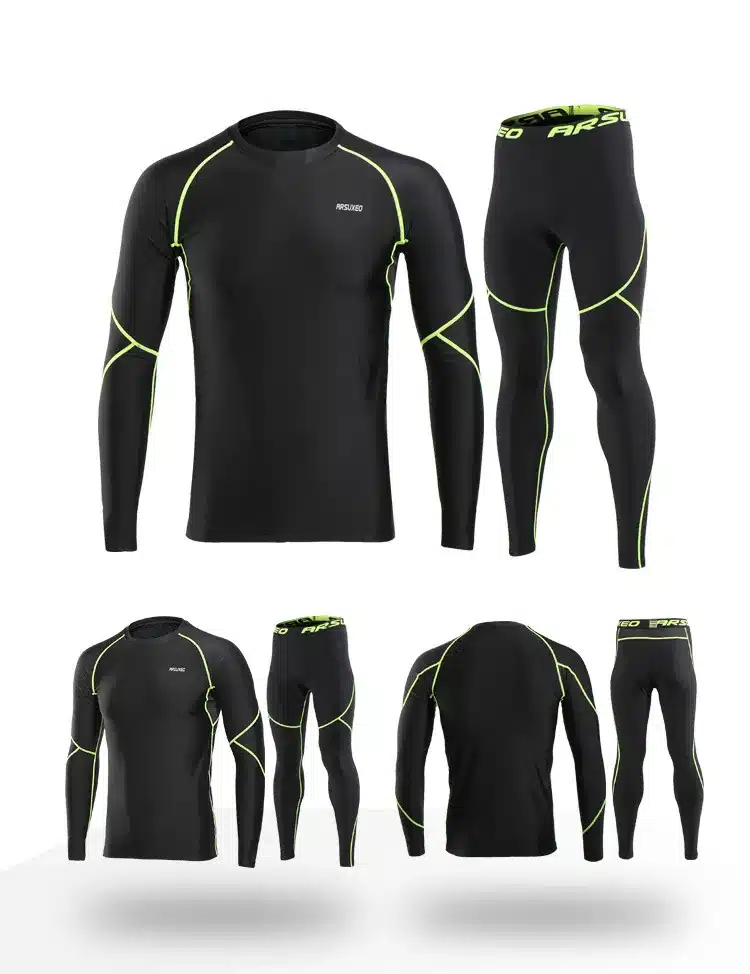Arsuxeo Winter Thermal Fleece Men's Sport Suits Gym Fitness Leggings Compression Running Sets Warm Sport Suit Sportswear Set 15