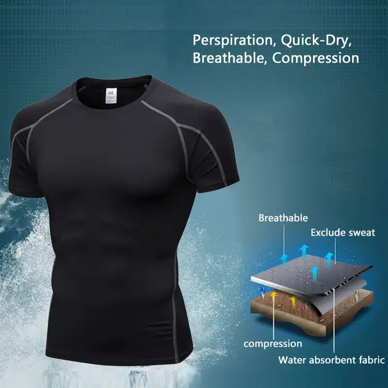 Compression Short Sleeve Tops + Shorts Tracksuit Fitness Tight Running Set T-shirt Leggings Men's Sportswear Gym Sport Suit 2