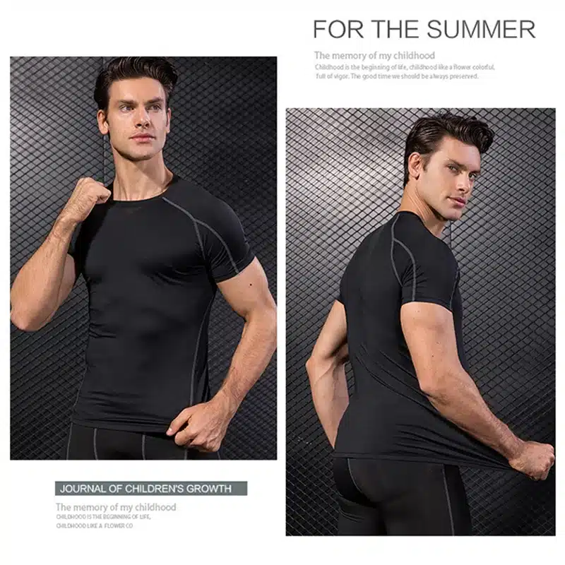 Compression Short Sleeve Tops + Shorts Tracksuit Fitness Tight Running Set T-shirt Leggings Men's Sportswear Gym Sport Suit 6